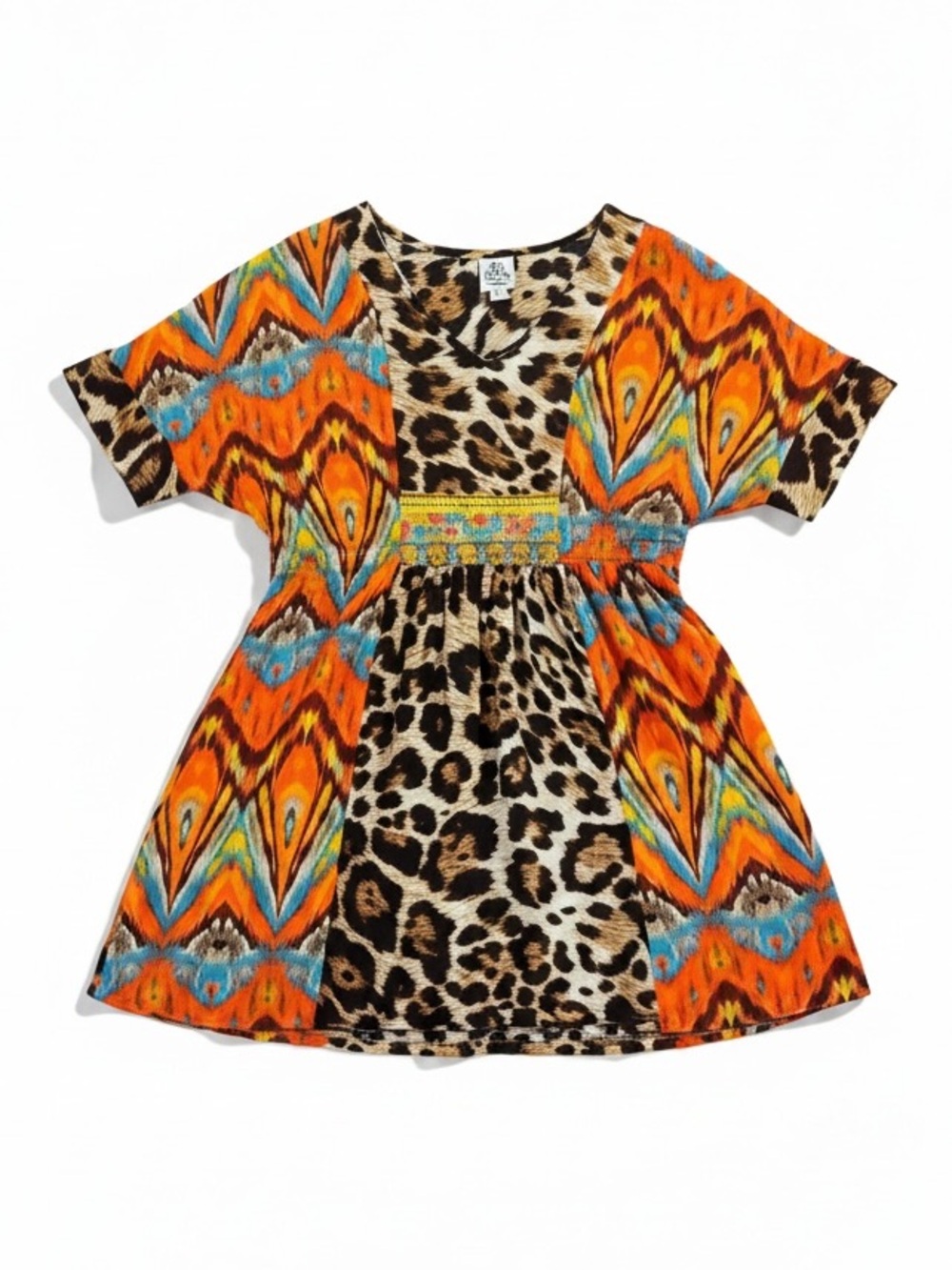 Ivy Jane Leopard Print Chiffon Sheer Dress Bohemian Colorful Size XS